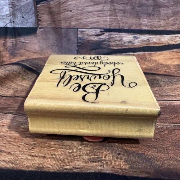 "Be Yourself nobody does it better" Wooden Rubber Stamp Craft Tool Mounted Cards - Picture 3 of 9